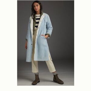 Anthropologie Pilcro Reversible Sherpa Denim Duster Coat